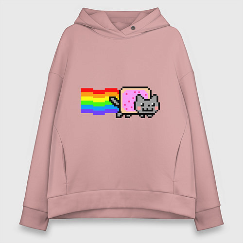 Женское худи оверсайз Nyan Cat / Пыльно-розовый – фото 1