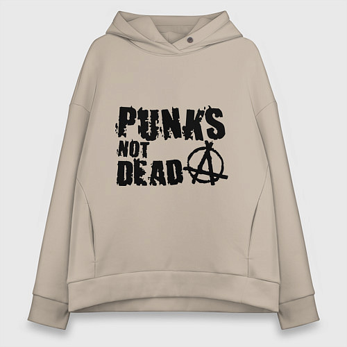 Женское худи оверсайз Punks not dead / Миндальный – фото 1