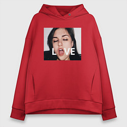 Толстовка оверсайз женская Sasha Grey LOVE, цвет: красный