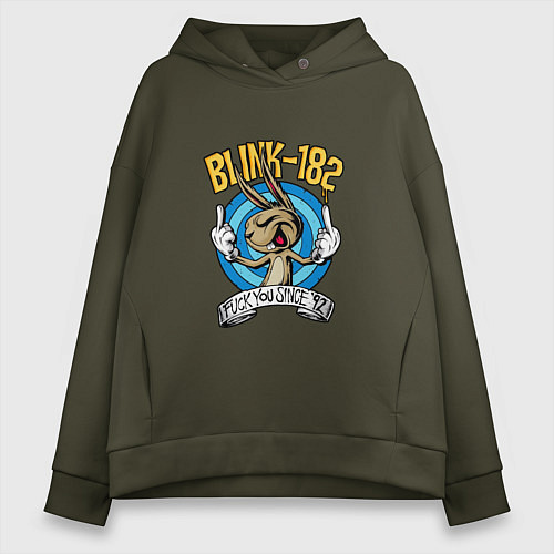 Женское худи оверсайз Blink-182: Fuck you / Хаки – фото 1