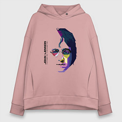 Толстовка оверсайз женская John Lennon: Techno, цвет: пыльно-розовый