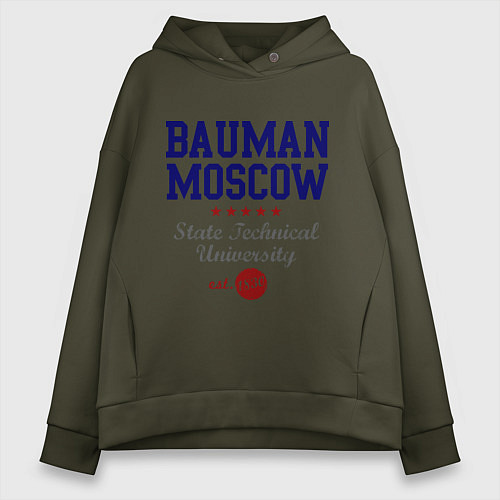 Женское худи оверсайз Bauman STU / Хаки – фото 1