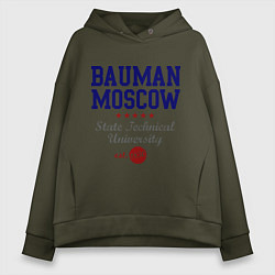 Толстовка оверсайз женская Bauman STU, цвет: хаки