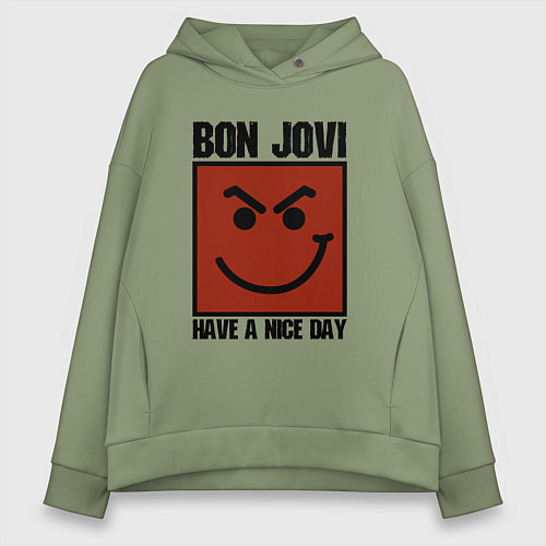 Женское худи оверсайз Bon Jovi: Have a nice day / Авокадо – фото 1