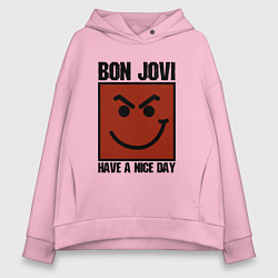 Толстовка оверсайз женская Bon Jovi: Have a nice day, цвет: светло-розовый