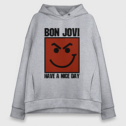 Толстовка оверсайз женская Bon Jovi: Have a nice day, цвет: меланж