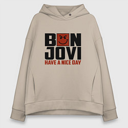 Толстовка оверсайз женская Bon Jovi: Nice day, цвет: миндальный