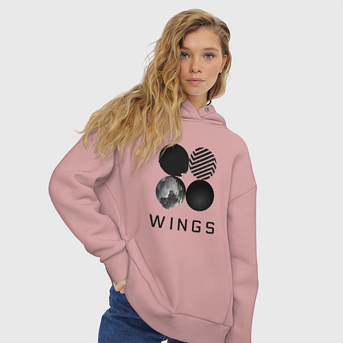 Женское худи оверсайз BTS Wings / Пыльно-розовый – фото 3