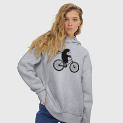 Толстовка оверсайз женская Ежик на велосипеде, цвет: меланж — фото 2
