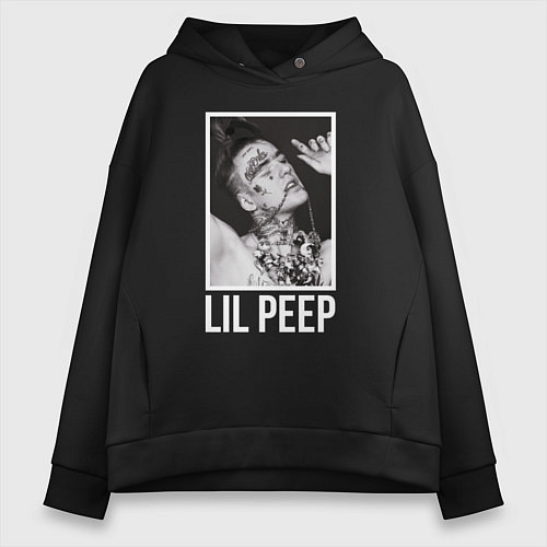 Женское худи оверсайз Lil Peep: White Style / Черный – фото 1