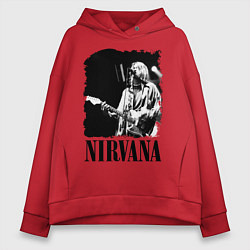 Толстовка оверсайз женская Black Nirvana, цвет: красный