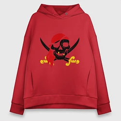 Толстовка оверсайз женская Пиратская футболка, цвет: красный
