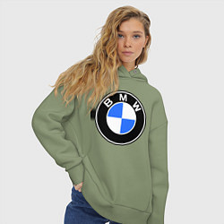 Толстовка оверсайз женская Logo BMW, цвет: авокадо — фото 2
