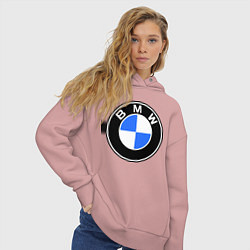 Толстовка оверсайз женская Logo BMW, цвет: пыльно-розовый — фото 2