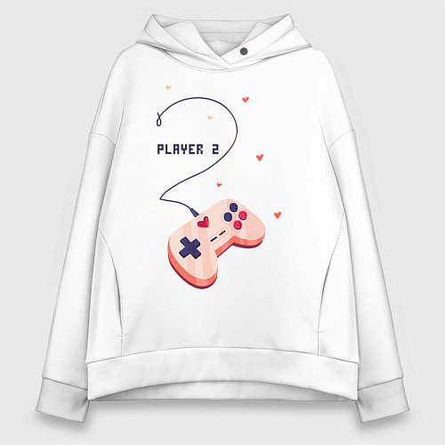 Женское худи оверсайз Perfect Team: Player 1 / Белый – фото 1