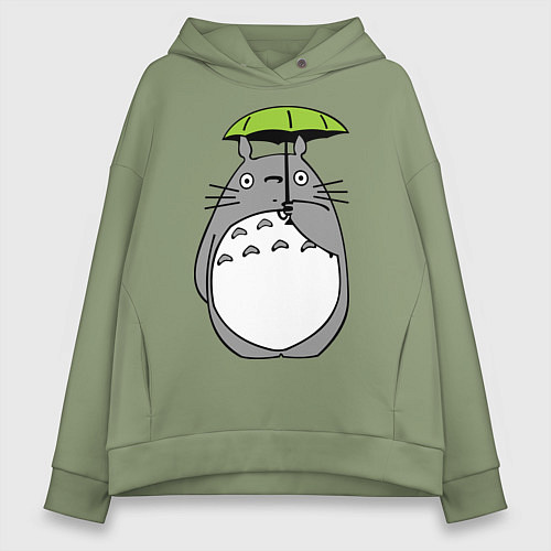 Женское худи оверсайз Totoro с зонтом / Авокадо – фото 1