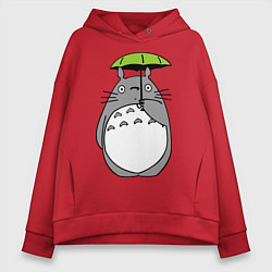 Толстовка оверсайз женская Totoro с зонтом, цвет: красный