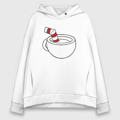 Женское худи оверсайз Red Cuphead / Белый – фото 1