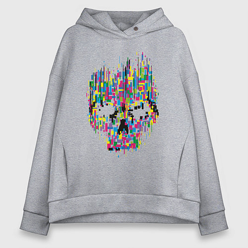 Женское худи оверсайз Череп / Меланж – фото 1