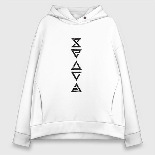 Женское худи оверсайз Знаки Ведьмака Black / Белый – фото 1