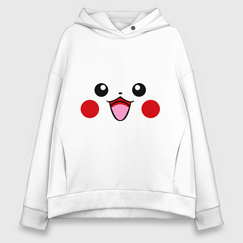 Женское худи оверсайз Happy Pikachu / Белый – фото 1