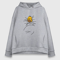 Толстовка оверсайз женская Спящий Гомер, цвет: меланж