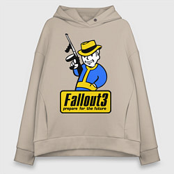 Толстовка оверсайз женская Fallout 3 Man, цвет: миндальный