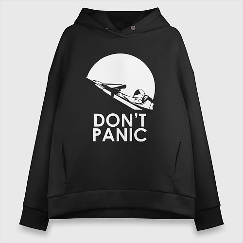 Женское худи оверсайз Elon: Don't Panic / Черный – фото 1