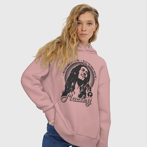 Женское худи оверсайз Bob Marley: Island / Пыльно-розовый – фото 3