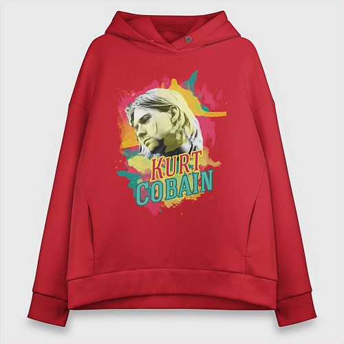 Женское худи оверсайз Kurt Cobain Paints / Красный – фото 1