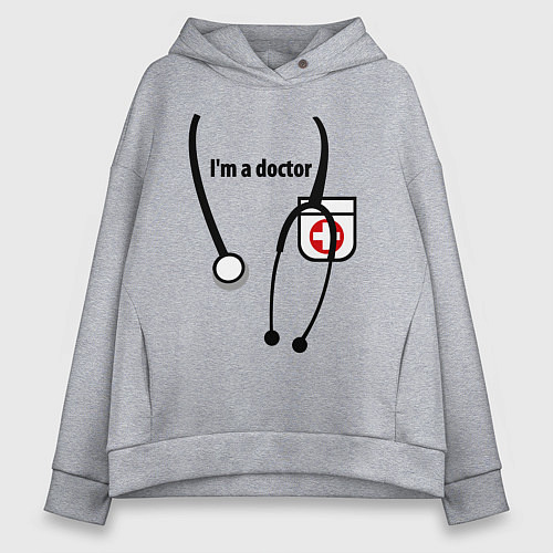 Женское худи оверсайз I m doctor / Меланж – фото 1