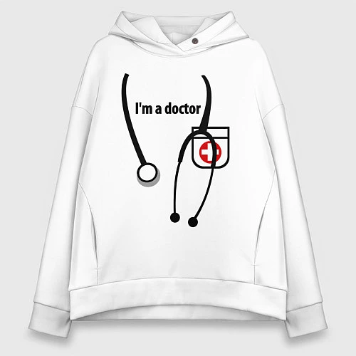 Женское худи оверсайз I m doctor / Белый – фото 1