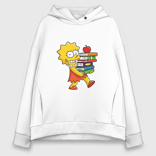 Женское худи оверсайз Лиза Симпсон в школу / Белый – фото 1