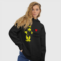 Толстовка оверсайз женская I love deep house, цвет: черный — фото 2