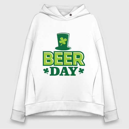 Женское худи оверсайз Beer day / Белый – фото 1