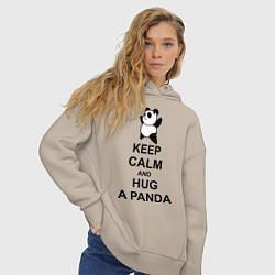 Толстовка оверсайз женская Keep Calm & Hug A Panda, цвет: миндальный — фото 2