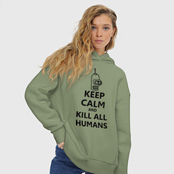Толстовка оверсайз женская Keep Calm & Kill All Humans, цвет: авокадо — фото 2