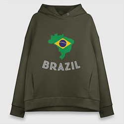 Толстовка оверсайз женская Brazil Country, цвет: хаки