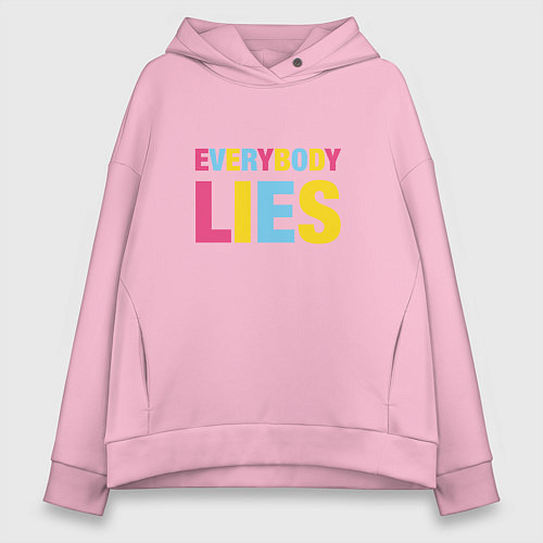 Женское худи оверсайз Everybody Lies / Светло-розовый – фото 1