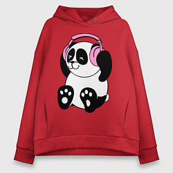 Женское худи оверсайз Panda in headphones панда в наушниках