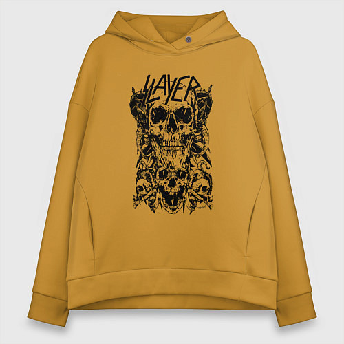 Женское худи оверсайз Slayer Skulls / Горчичный – фото 1