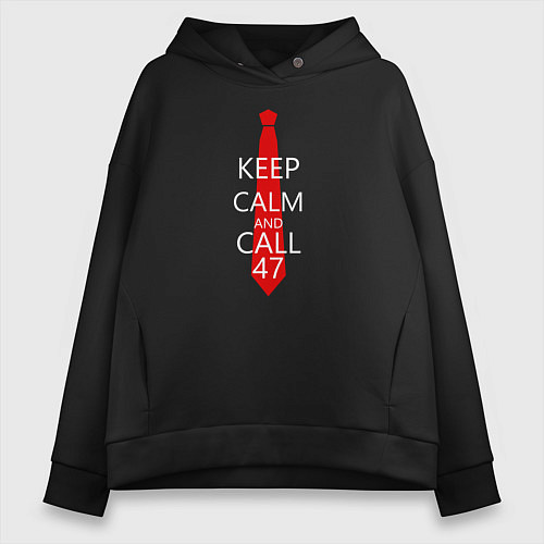 Женское худи оверсайз Keep Calm & Call 47 / Черный – фото 1