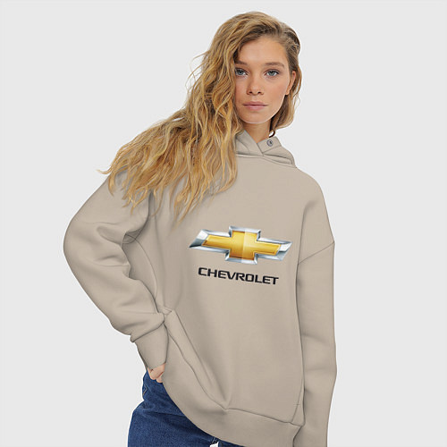 Женское худи оверсайз Chevrolet логотип / Миндальный – фото 3