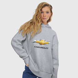Толстовка оверсайз женская Chevrolet логотип, цвет: меланж — фото 2