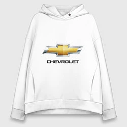Толстовка оверсайз женская Chevrolet логотип, цвет: белый