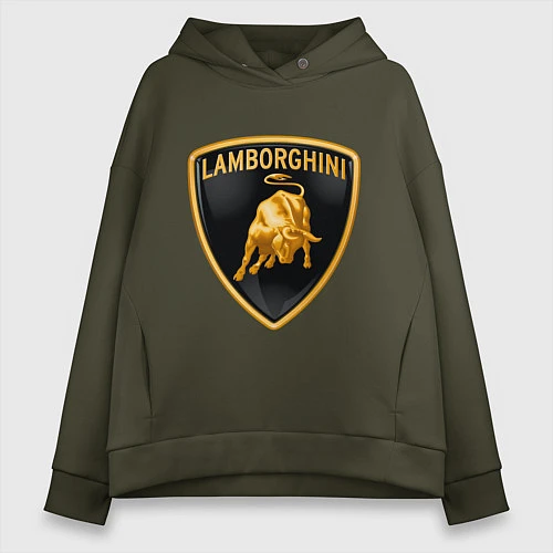 Женское худи оверсайз Lamborghini logo / Хаки – фото 1