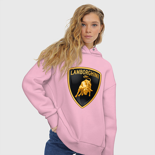 Женское худи оверсайз Lamborghini logo / Светло-розовый – фото 3