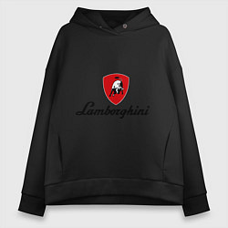 Толстовка оверсайз женская Logo lamborghini, цвет: черный