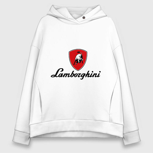 Женское худи оверсайз Logo lamborghini / Белый – фото 1