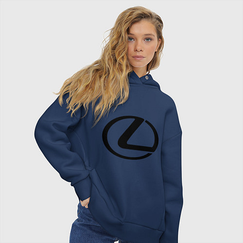 Женское худи оверсайз Logo lexus / Тёмно-синий – фото 3